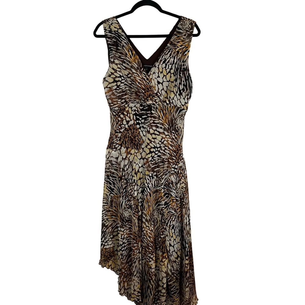 Retro Animal Print Tank‎ Maxi Dress Brown 14 Leopard Earthy 90s Vintage Flowy